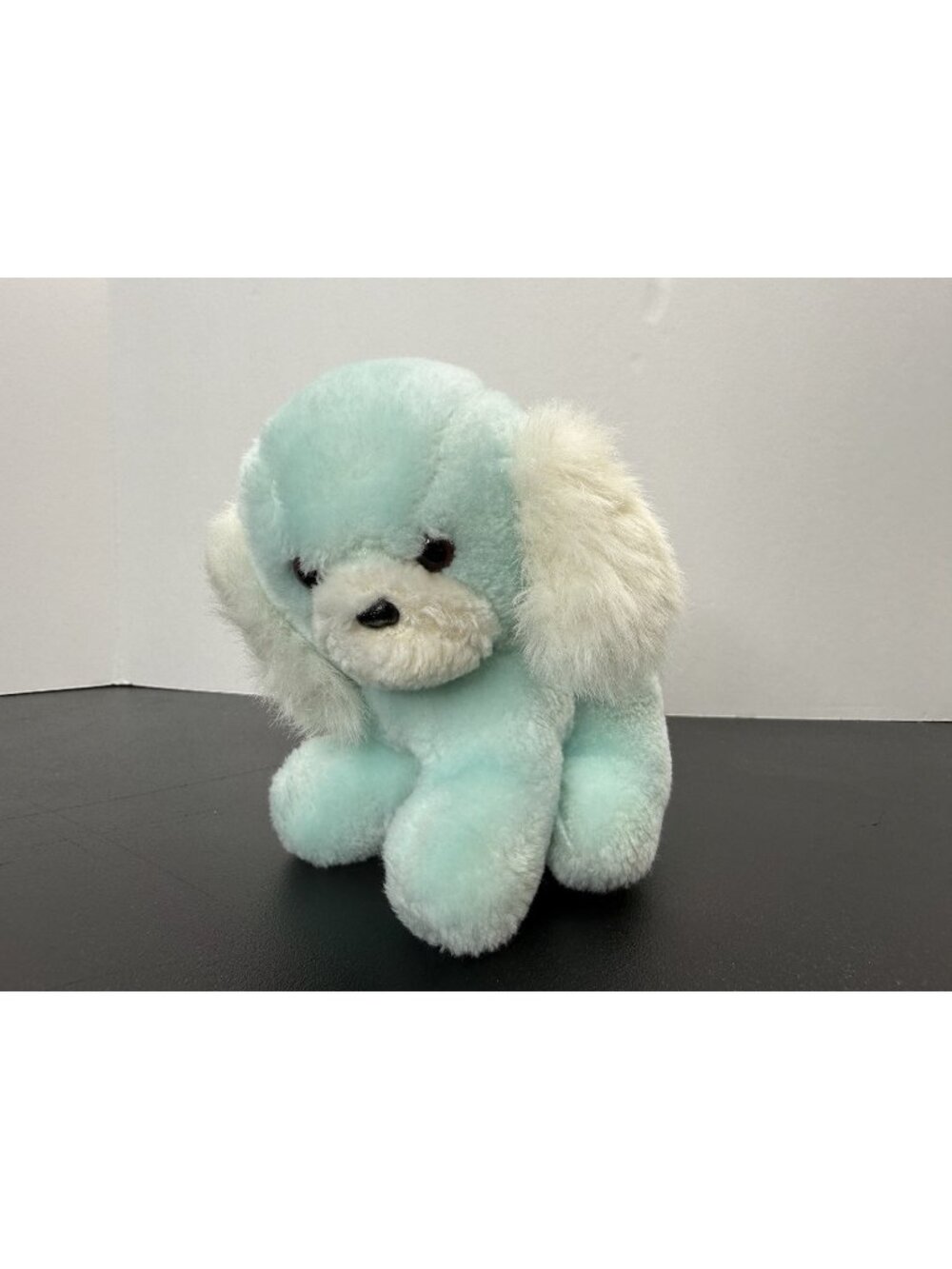 6" Vintage 1982 Gund Blue White Puppy Dog Baby Stuffed Animal Plush Squeaker